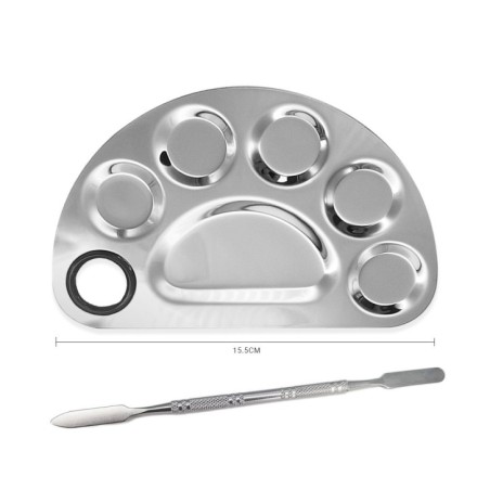 Palette Nail Art Stainless Steel + Spatula For Mixing