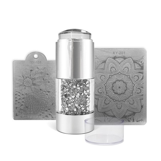 TIMBRO BRILLANTINI CON DOPPIA SPATOLA PER STAMPING