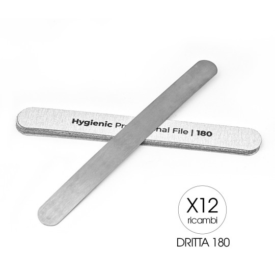 Hygienic STRAIGHT METAL FILE - 12 ADHESIVE STRIPS 100/180 GRIT