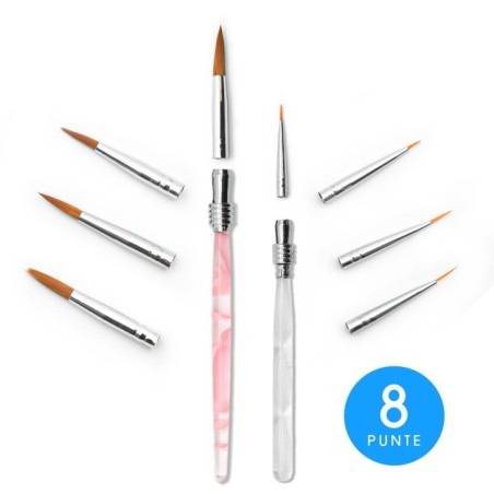 Set 2 Pennelli Punte Lingua di Gatto e Liner - 8 Punte Intercambiabili Set 2 Pennelli Punte Lingua di Gatto e Liner - 8 Punte Intercambiabili