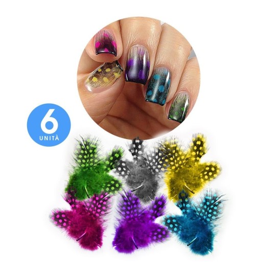 Piume Mix 6 Decorazioni Unghie