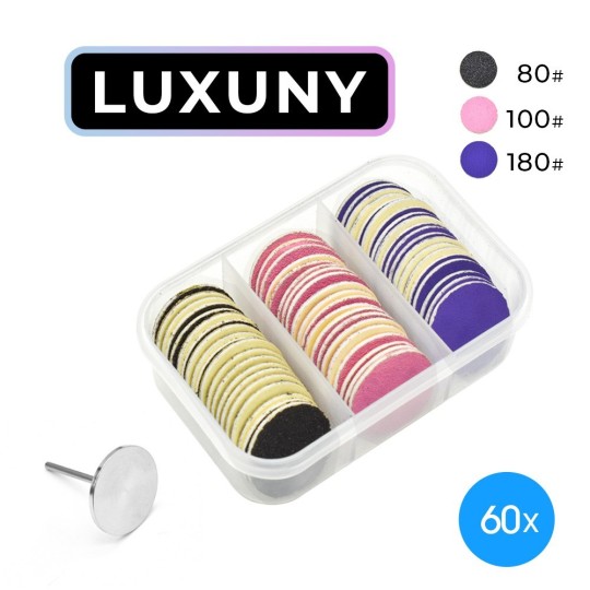 Discos Luxuny de lujo PODODISC de grano mixto - 60 unidades Premium - Punta incluida
