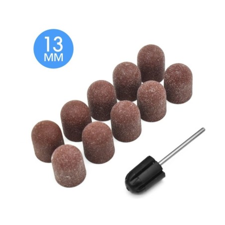 Jeu de mandrins de 13 mm avec 10 embouts abrasifs pour fraise - Grain 100