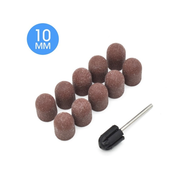 Jeu de mandrins de 10 mm avec 10 embouts abrasifs pour fraise - Grain 100