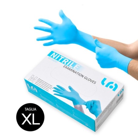 100 GUANTES DE NITRILO DESECHABLES - AZULES Xl