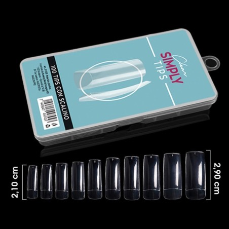 CLEAR SIMPLY 100 TIPS TRASPARENTI - 10 MISURE CON SCALINO