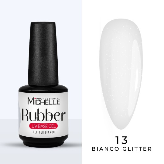 Rubber Base Gel Builder Glitter Bianco - 15ML Semitrasparente