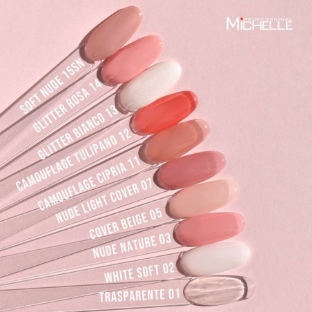 Rubber Base Gel Builder Glitter Bianco - 15ML Semitrasparente