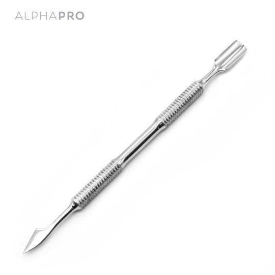 EMPUJA CUTÍCULAS ALPHA PRO1 de acero con Doble punta