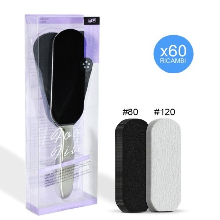 Râpe pour cors en acier, 10 recharges + BOÎTE 50 recharges - Pédicure