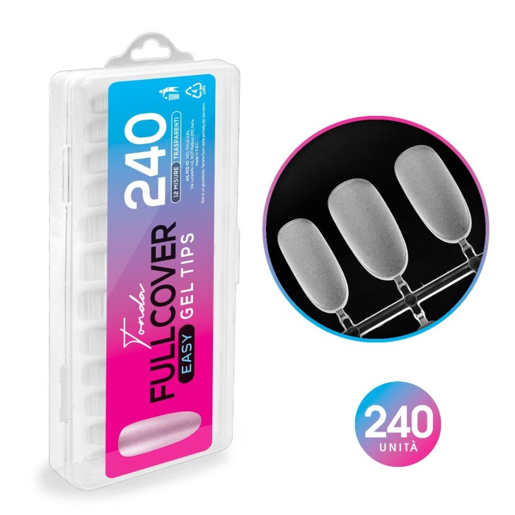 Tips Gel redondas mate de cobertura total y Easy Fullcover - Transparentes
