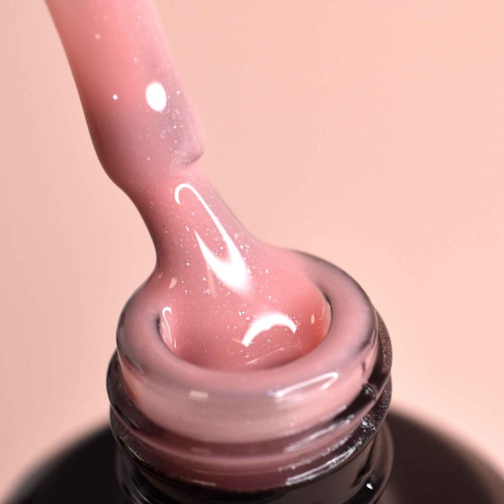 Rubber Base Gel Builder Glitter Rosa - 15Ml Semitrasparente
