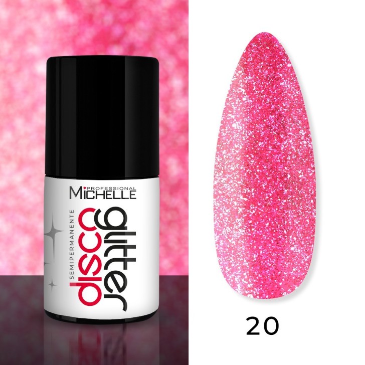 Disco Glitter Semi-permanent Nail Polish - Pink STARDUST 20