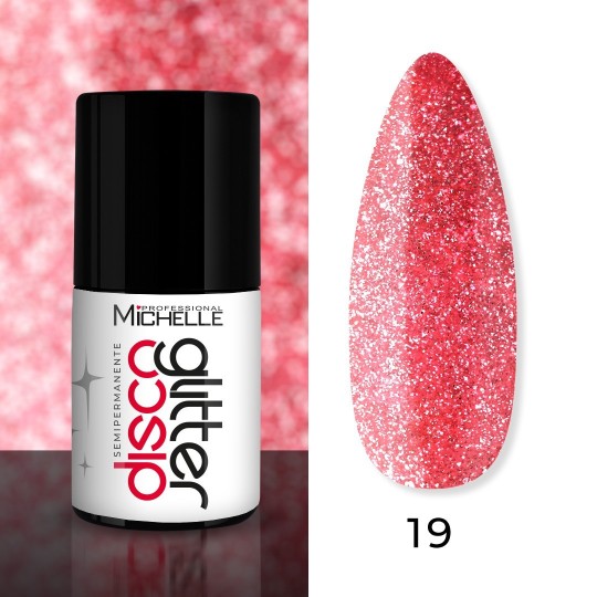 DISCO GLITTER Esmalte Semipermanente - Corallo 19