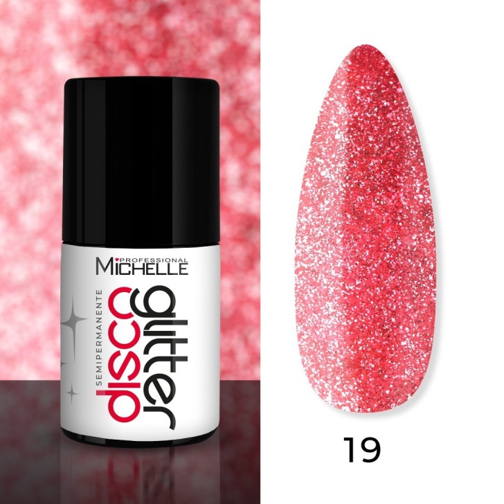 Esmalte de uñas semipermanente Glitter Disco - CORAL 19