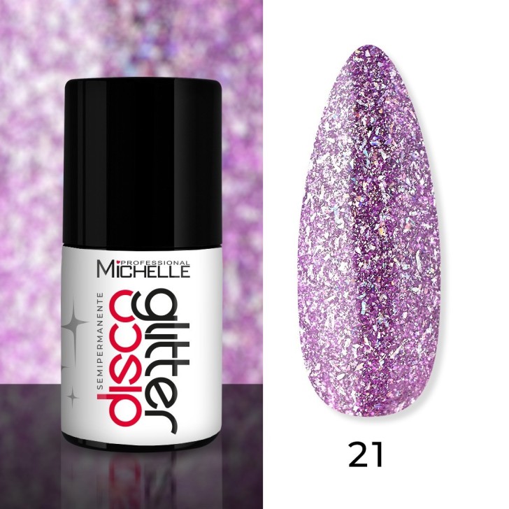 Disco Glitter Semi-Permanent Nail Polish - LILAC Rainbow 21
