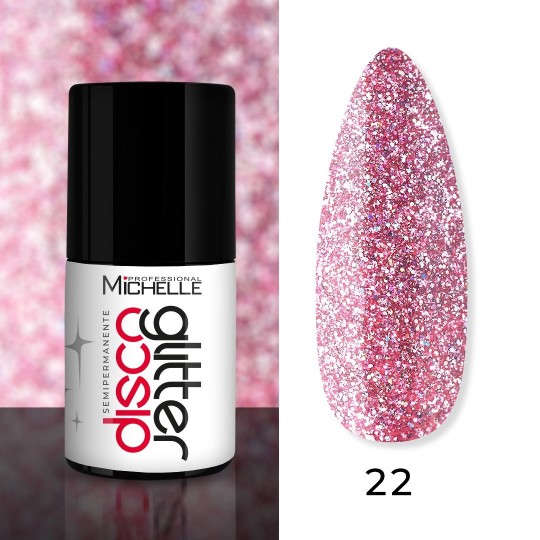 DISCO GLITTER Smalto Semipermanente - ROSA ANTICO 22