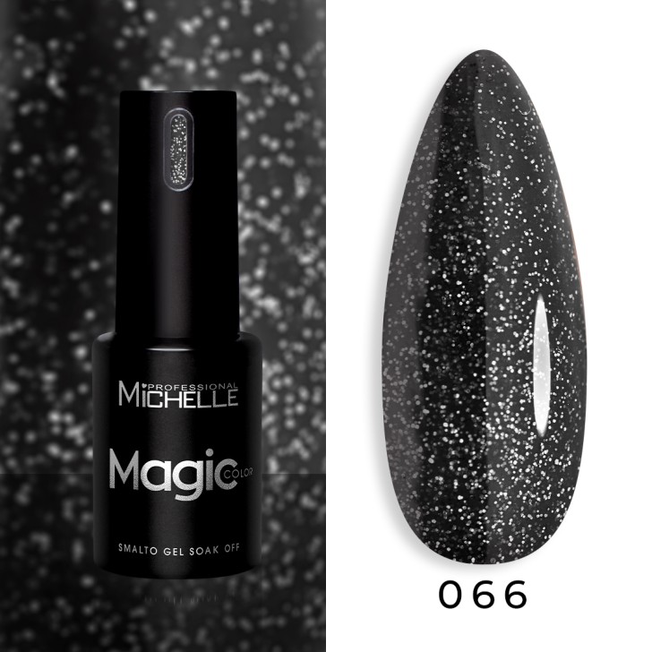 Magic Color Soak Off - 066 Nero Glitter Argento