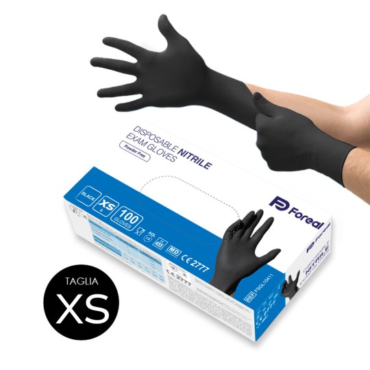 100 DISPOSABLE NITRILE GLOVES-BLACK S