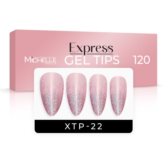 EXPRESS GEL TIPS 120 pièces - 22 Glitter Natural
