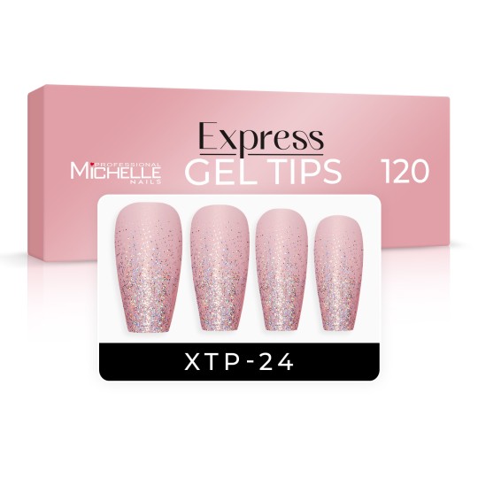EXPRESS GEL TIPS 120 pièces - 24 Glitter Natural