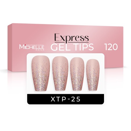 EXPRESS GEL TIPS 120 unidades - 25 Nude Glitter