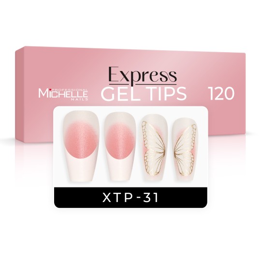 EXPRESS GEL TIPS 120 unidades - 31 mariposas doradas French