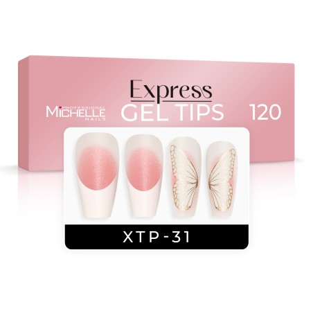 EXPRESS GEL TIPS 120 unidades - 31 mariposas doradas French