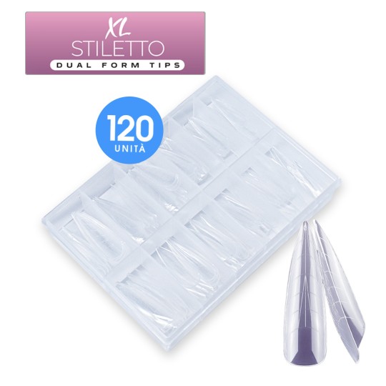 EMBOUTS DOUBLES EN XL STILETTO ACRYLGEL (FORMES DE TIGE DOUBLE FORME EN S) 120PCS