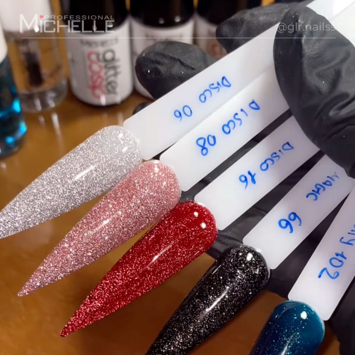 Esmalte de uñas semipermanente Glitter Disco - ROJO OSCURO 16