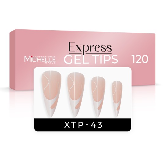 EXPRESS GEL TIPS 120PCS - 43 Stiletto French Swirl