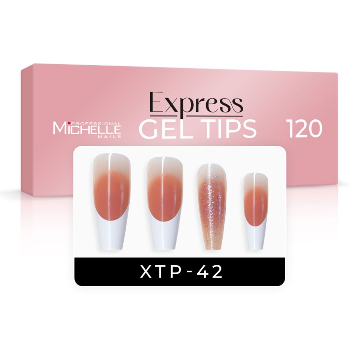 EXPRESS GEL TIPS 120 pièces - 42 ballerines French + Glitter
