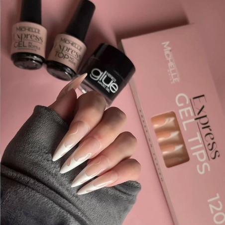 EXPRESS GEL TIPS 120PZ - 43 Stiletto French Swirl