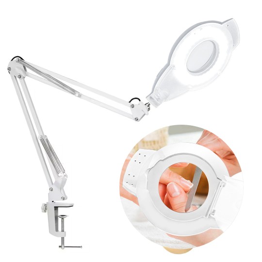 LAMPADA LED DA TAVOLO BIANCO - CON LENTE DI INGRANDIMENTO