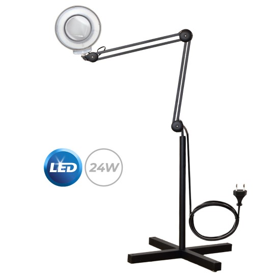 LAMPADA LED ALLUNGABILE RECLINABLE - CON BASE E LENTE DI INGRANDIMENTO