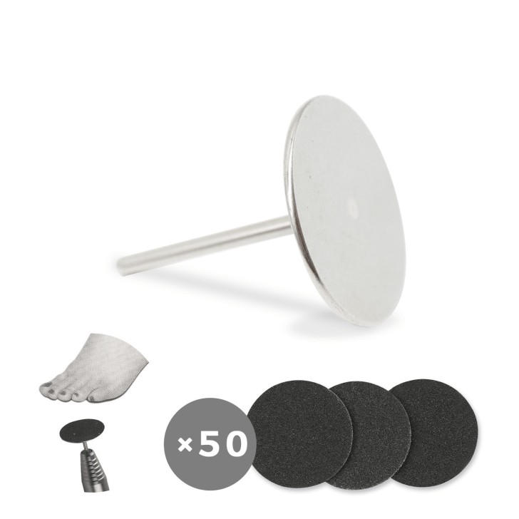 Embout anti-callosités Pedicure PU176 - 25 mm, comprenant 50 disques abrasifs