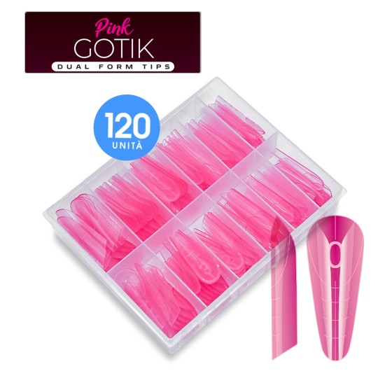 PINK GOTIK ACRYLGEL DUAL TIPS (DUAL SYSTEM FORMS) – 120PZ