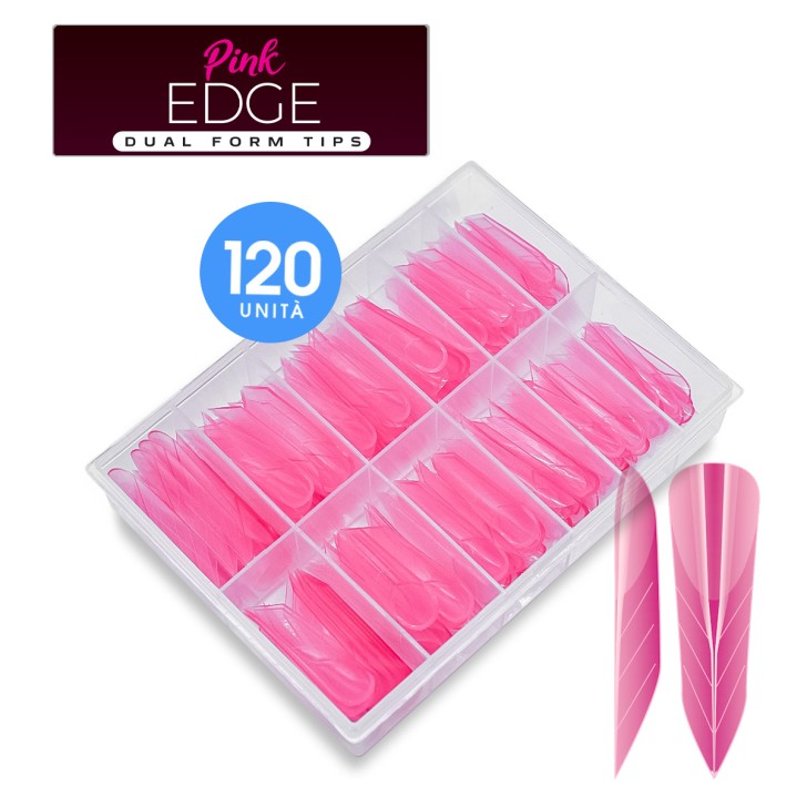 Pink EDGE Acrylgel Dual Tips WITH WALL ( Dual System FORMS) – 120PCS