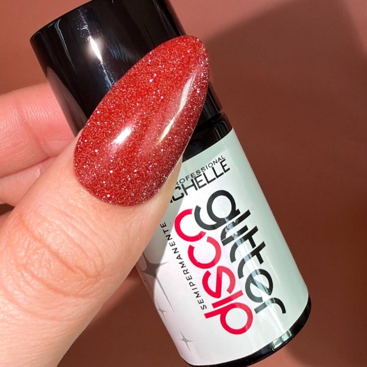 Smalto Disco Glitter Semipermanente - Rosso 03