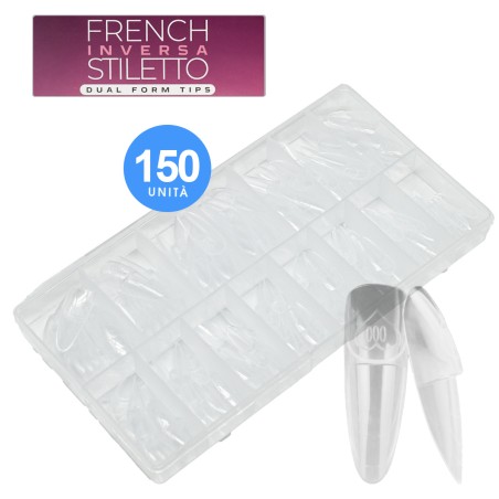 FRENCH INVERSA STILETTO ACRYLGEL DUAL TIPS (DUAL SYSTEM FORMS) – 150PZ